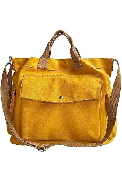 Tazweeq Large Canvas Crossbody Tote Bag with Pockets, Canvas Messenger Bag Sh...