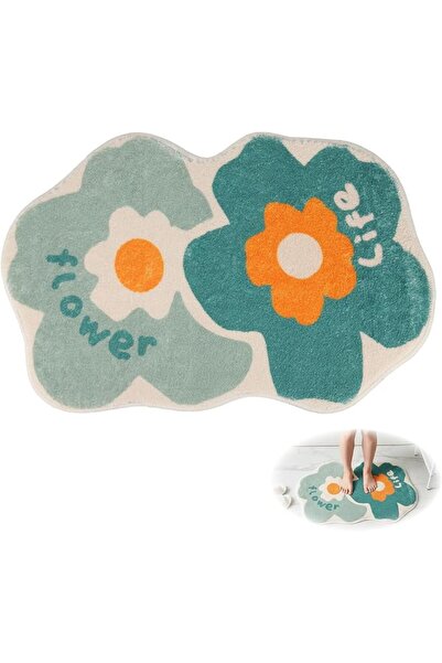 HASTHIP Hasthib Flower Design Bedroom Carpet Set Microfiber Quick Dry Area Ru...