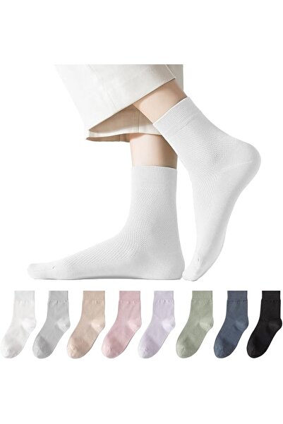 GENERAL Women's Breathable Mesh 100% Cotton Mid-Crew Socks 8-Pack - Antibacte...