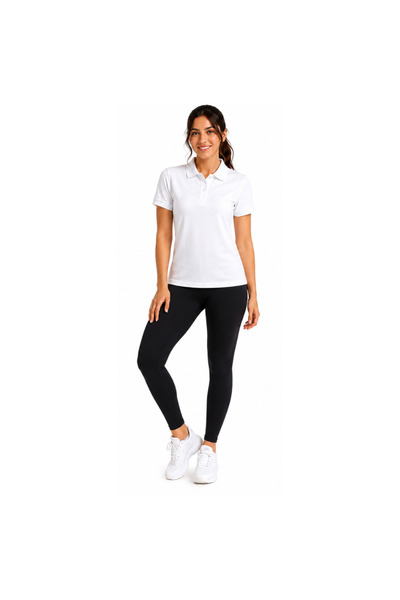 doneel Sasan Women's Classic White Polo Shirt – Large Short Sleeve Casual Collared Tee