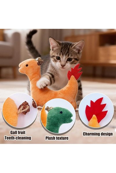 SYOSI 2 PCS Catnip Toys for Cats – Little Fire Dragon Cat Plush Toys Interactive, Green and Orange Soft Ki