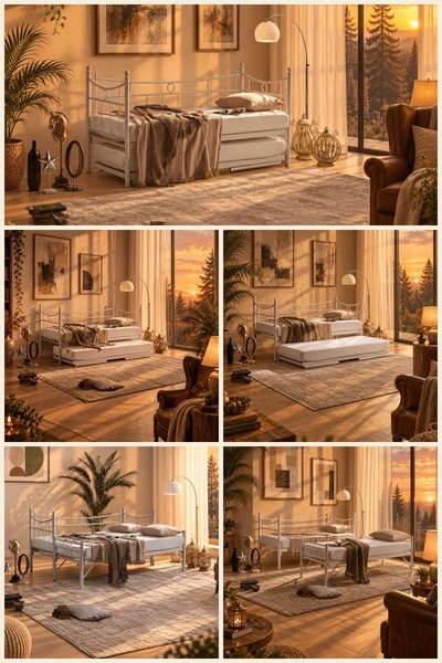 Unimet Dream Yavrulu Metal Yatak 90x200 Beyaz – Tekerlekli Alt Yatak 80x200, ...