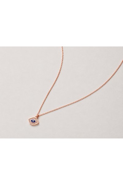 Minamis Silver 925 Ayar Zirkon Taşlı Mavi Boncuklu Gözlü Kolye