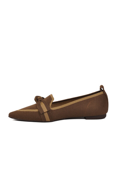 AYK'S Women's Knitwear Brown-Tan Ballerina Knitted Textured Elegant Bow Detai...