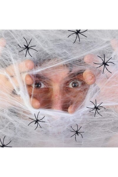 OEMS Pânză de păianjen de Halloween 40 x 1000 cm, Decorațiune de Halloween cu 4 păianjeni din plastic, Decor de groază pentru petreceri și casă – AdCos ®