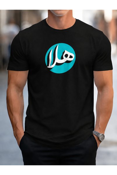 Wonder of U تي شيرت رجالي من القطن برقبة دائرية وطباعة جريئة