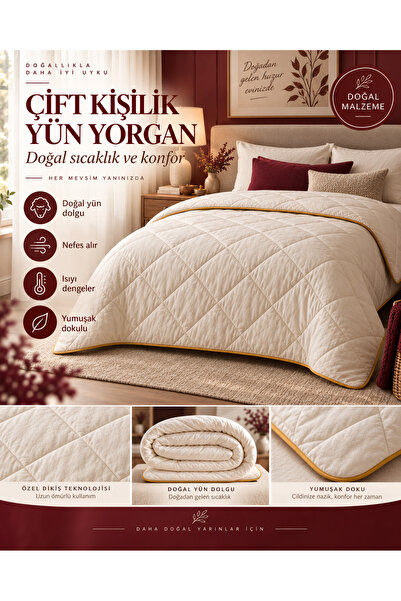 Zense Concept Merinos Yün Çift Kişilik Yorgan 195x215 cm | Doğal Yün Dolgulu ...