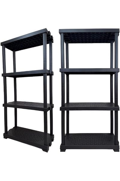 Generic Plastic Storage Shelves, 4 Tiers, Load 1000kg, 184x90x40cm, Easy to I...