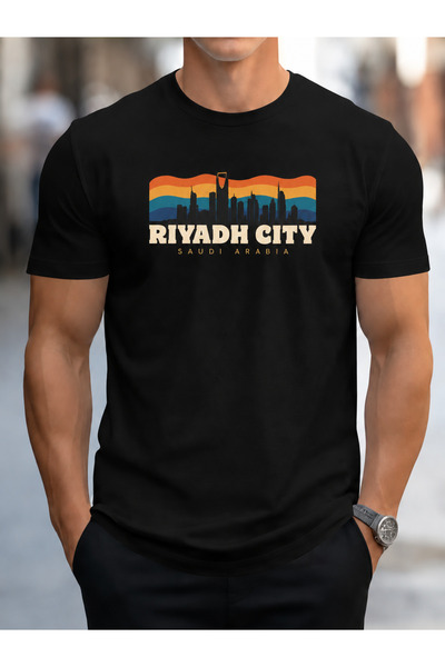 Wonder of U تي شيرت رجالي قطني برقبة دائرية بتصميم علم السعودية العتيق