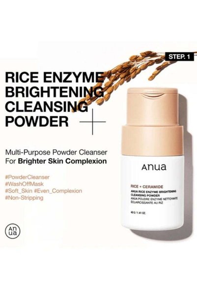 ANUA Rice Brightening & Hydration Bundle – Rice Enzyme Brightening Cleansing Powder 40g, Rice 70 Glow Milky Toner 250ml & Rice Ceramide 7 Hydrating Barrier Serum 50ml 340ml
