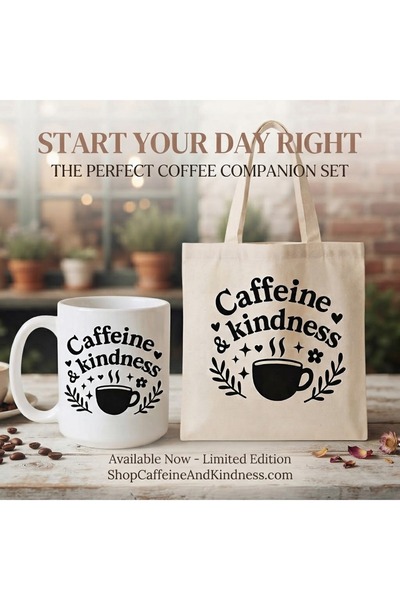 NASAQ Minimalist Canvas Tote Bag and Ceramic Coffee Mug Set – Plain Reusable ...