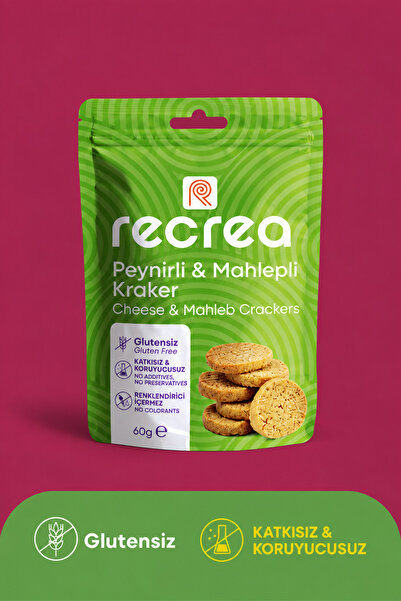 recrea snacks 1 Adet Glutensiz Peynirli & Mahlepli Kraker