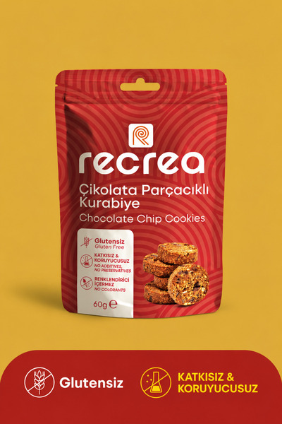 recrea snacks 1 Adet Glutensiz Çikolata Parçacıklı Kurabiye