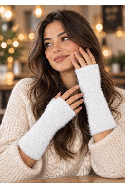Wearflawless Trend New Bearded Fluffy Fingerless Open Gloves, Winter New Fing...