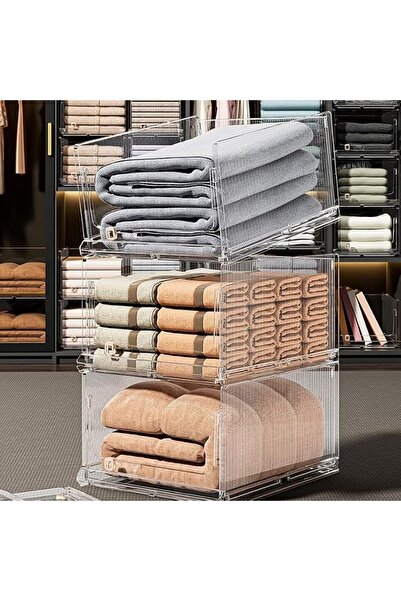 GENERAL Stackable Closet Storage Basket, Multifunctional & Foldable Closet Or...