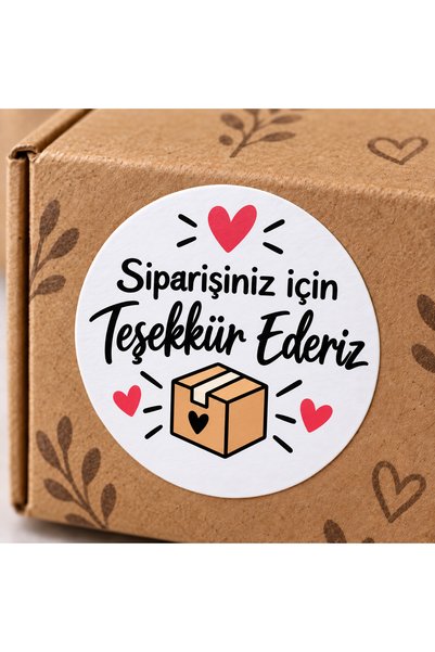 Avrupa Tedarik Siparişiniz İçin Teşekkürler Sticker – 4 cm 48 Adet Kargo Kutusu Desenli Yuvarlak Paketleme Teşekkür Etiketi
