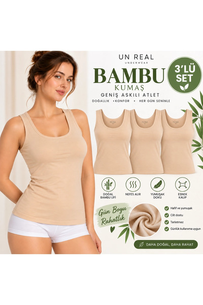 UN REAL Özten 3-Piece Women's Wide Strap Bamboo Athlete Set – Soft and Flexible