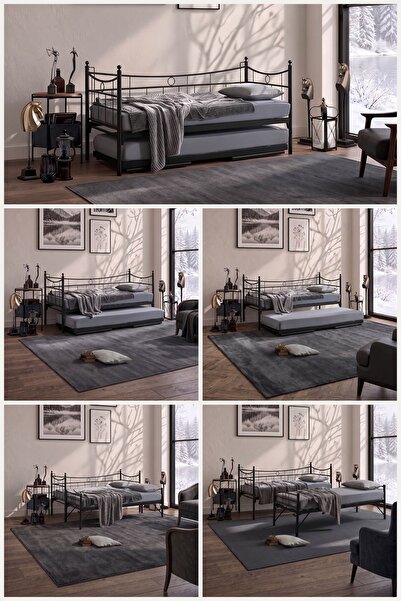 Unimet Dream Yavrulu Metal Yatak 90x200 Siyah – Tekerlekli Alt Yatak 80x200, ...