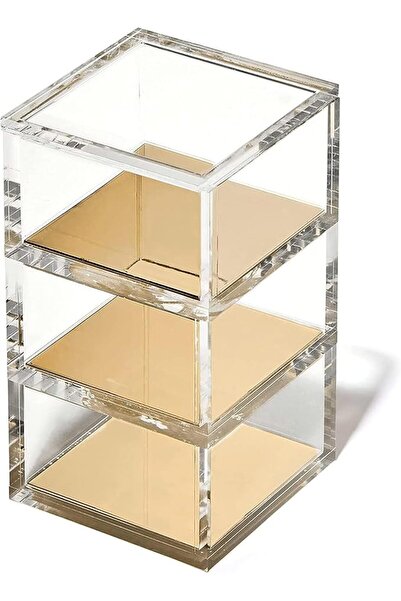 OfficeGoods 3 Tier Stackable Acrylic Organizer w/Gold Base – Functional & Ele...