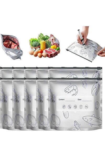 Arabest 10 Pcs Reusable Aluminum Foil Bags, Leak-Proof Stand Up Storage Bags ...