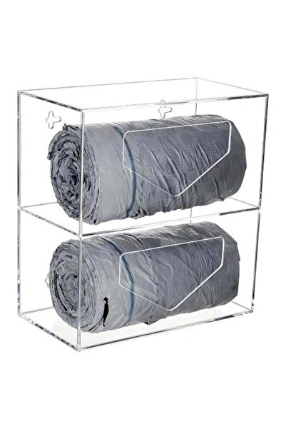 Generic 2-Compartment Acrylic Trash Bag Dispenser 25.8 × 13.6 × 27.2 cm for Home