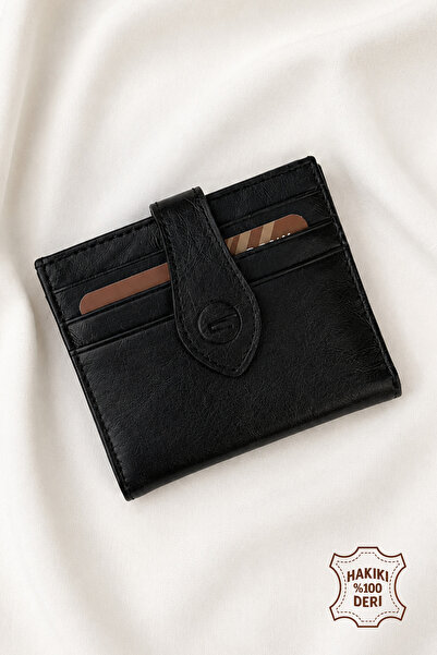 Grancarablanca Leather %100 Hakiki Deri Çıtçıtlı Çoklu Kart Bölmeli Kağıt Par...