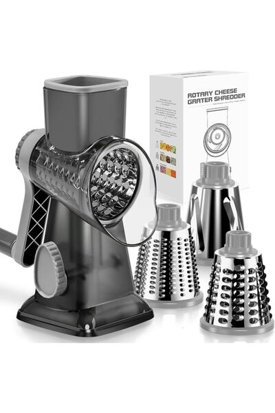 OASISGALORE Rotary Cheese Grater with 3 Changeable Blades, Kitchen Handheld V...