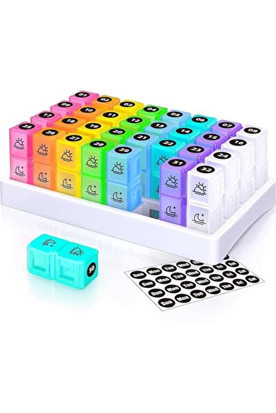 EXCEFORE Pill Organizer Monthly One Month Pill Box Organizer AM PM, 30 Day Tr...
