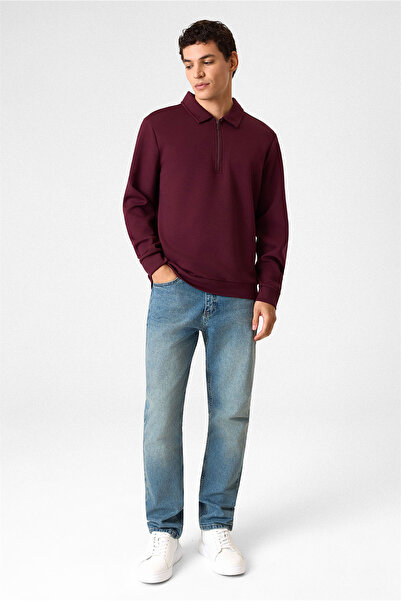 Back And Bond Half-Zip Burgundy Sweatshirt
