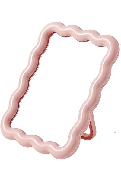 GENERAL مرآة تجميل على شكل موجة من تازويق، مرآة مكتبية وردية، إكسسوارات مكتبي...