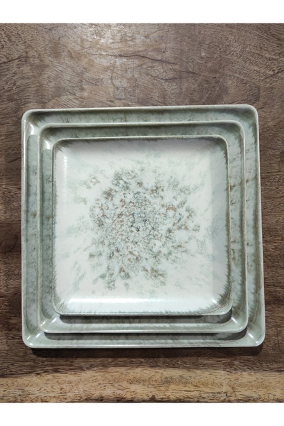 Kütahya Porselen 27 Cm, 23 cm and 19 cm 3-Piece Square Presentation Plates