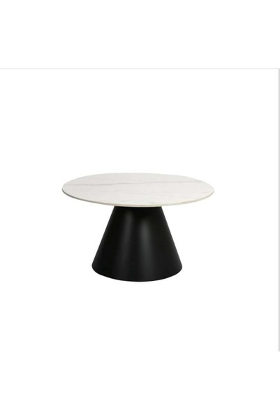 on home Round Ceramic Service Table - Black and White