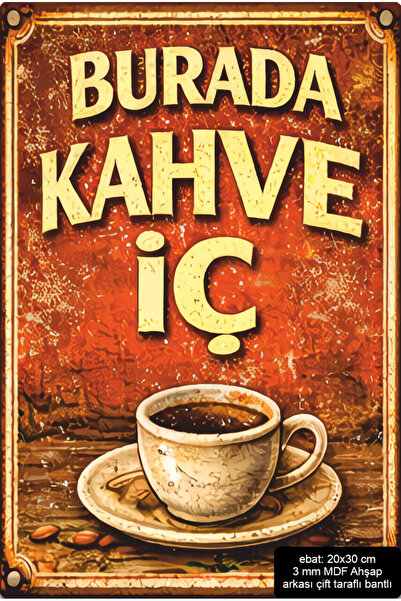 Hayat Poster Coffee Drink Here Home Kitchen Cafe Decoration Mdf Painting Retr...