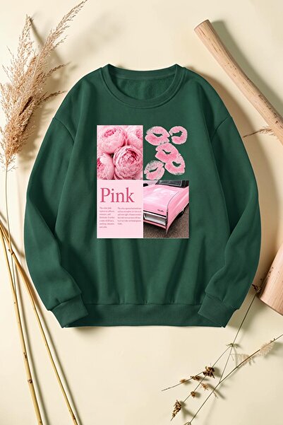 uyguntarz سويت شيرت برقبة دائرية مطبوع عليه PINKCAR للجنسين