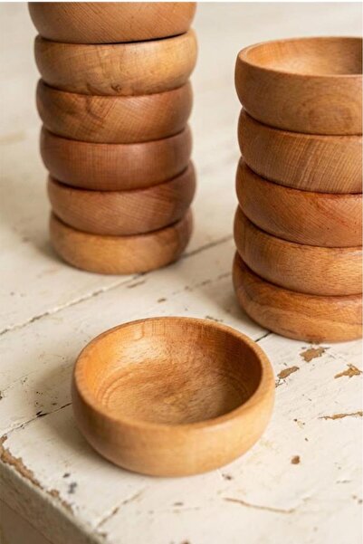 devigo 12-Piece Natural Wooden Snack Bowls - 9cm Breakfast and Appetizer Sauc...
