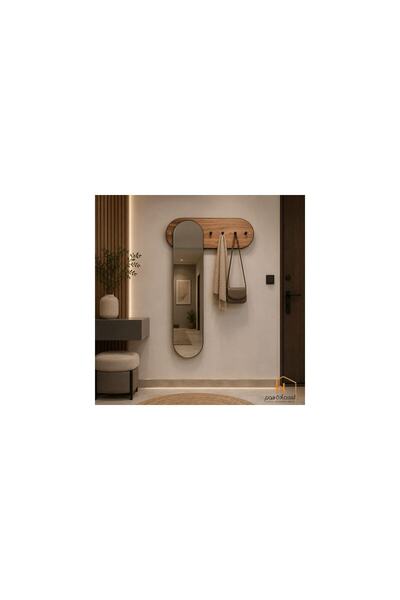 on home Wall mirror with hanger -brown- 28x120 cm