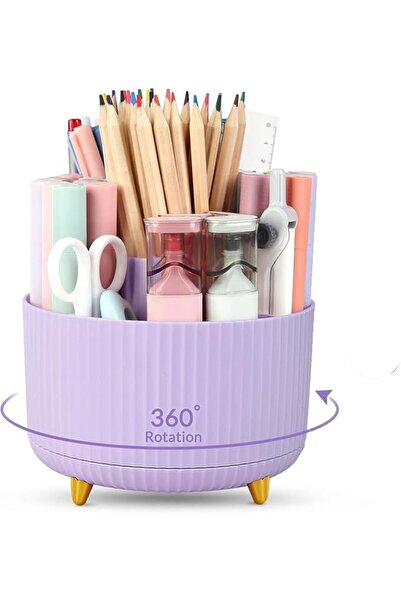 Yelajoy حامل أقلام دوار 360 درجة، منظم أقلام بـ 5 أقسام للمكتب، منظم سطح المك...
