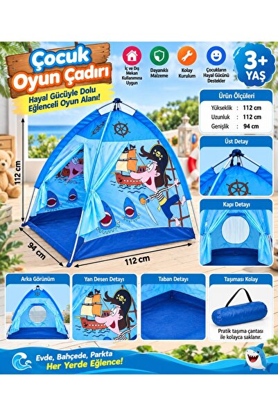 BYCEGU 112 x 94 x 112 cm Korsan Desenli Çocuk Oyun Çadırı – İglo Oyun Evi