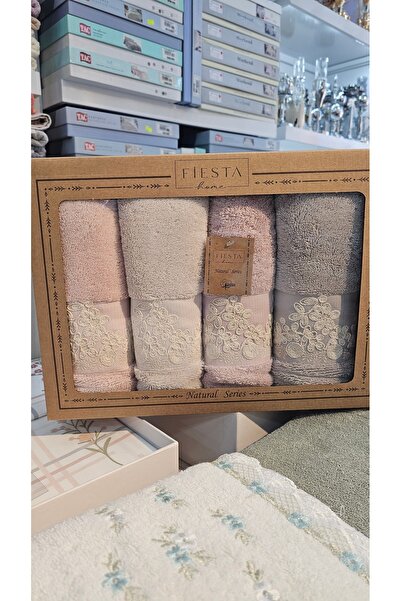 KÜBRAHOME'S Festa 4-Piece Boxed Colorful 50X90 cm Hand and Face Towels