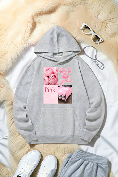 trendypassion Unisex Pinkcar Printed Oversize Hoodie Hooded Sweatshirt
