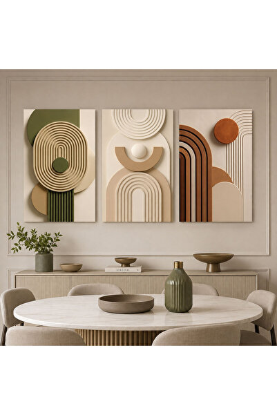 Voovart Terra Ritim Kanvas Duvar Tablosu - 3'lü Canvas Tablo Seti - VOOV4364