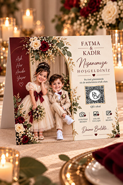 DüğünSepetim Yüksek Kaliteli Nişan Masa Kartı | 20 Adet Fotoğraf Kağıtlı Masa Kartı | Anı ve Fotoğraf Depolamalı