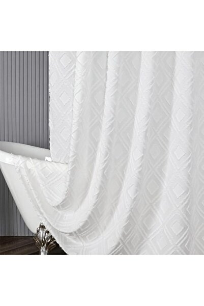 Generic Extra Long Geometric Textured Shower Curtain, Jacquard Fabric Boho Sh...