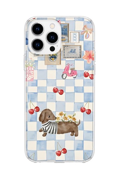 Monoflex iPhone 16 Pro Max Uyumlu Sosis Köpek ve Kiraz Desenli Şeffaf Telefon...