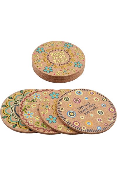 KASTWAVE Cork Coasters for Drinks, 8 Pieces of Natural Absorbent Cork Cup Mat...