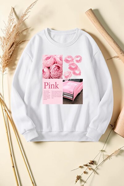 uyguntarz سويت شيرت برقبة دائرية مطبوع عليه PINKCAR للجنسين
