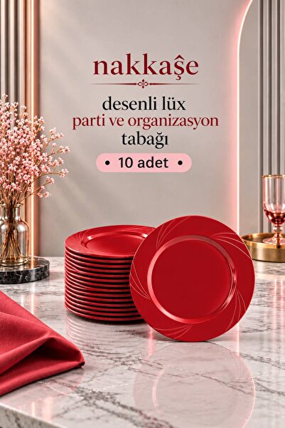 nakkaşé 20'li Kırmızı Renk LÜX SERT PLASTİK Parti Doğum Günü Sunum Davet Nişa...