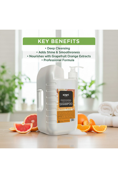 Ican London Professional Complex Grapefruit & Orange Shampoo 5 Litre – Purifying Sulfate-Free Shampoo for All Hair Types