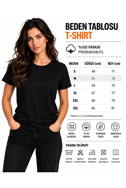ETİFA Ataturk Ay Yildiz Signed Premium Unisex 100% Cotton Black T-Shirt White Print