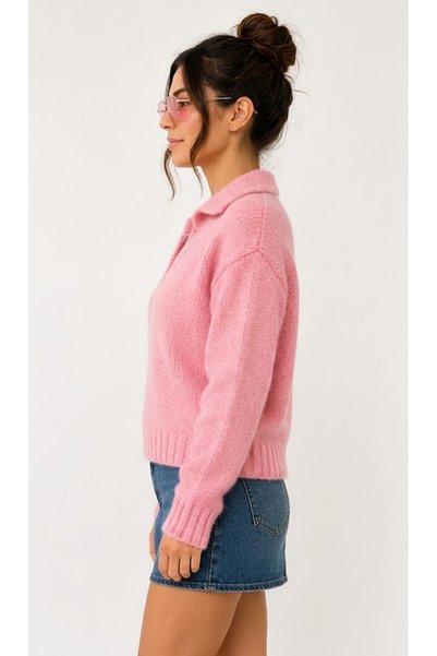 AÇELYA TEKSTİL The Sweetest Thing of the New Season Polo Collar Women's Knitwear "The Energetic Color of the Season + Soft Texture + Everyday Elegance"